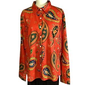 Unbranded Paisley Floral Button Front Blouse Boho Retro Size XL